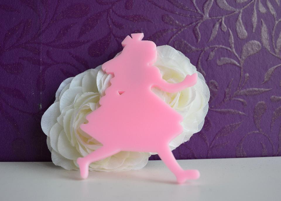 IMAGE - White roses and pink girl silhouette hairpin